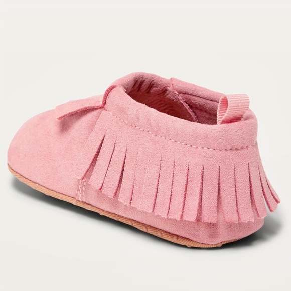 OLD NAVY unisex faux suede pink baby moccasin booties SIZE 12-18M NWT - Picture 3 of 7